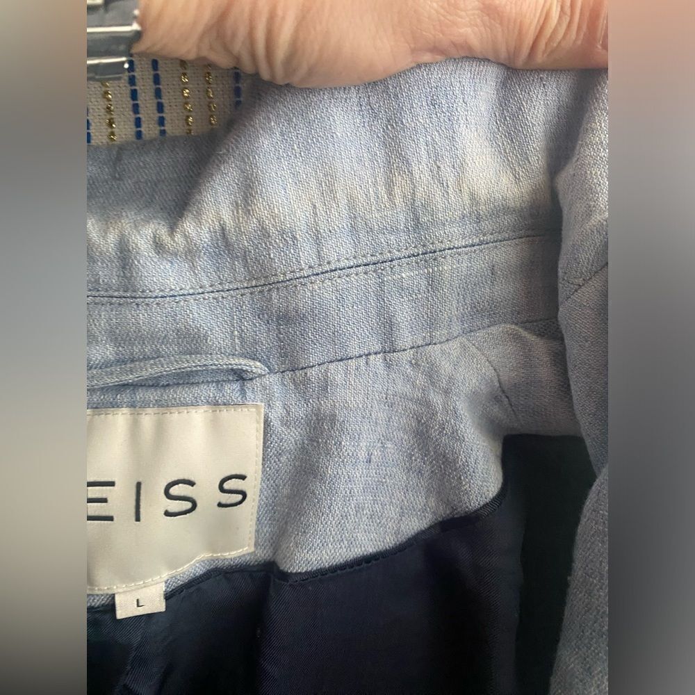 REISS Linen Blend Blazer Single Button Blazer Maddy Rye Light Blue Size Large - Picture 11 of 11